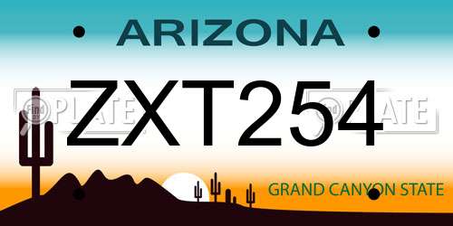 ZXT254 Arizona License Plate