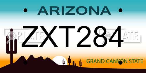 ZXT284 Arizona License Plate