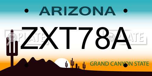 ZXT78A Arizona License Plate