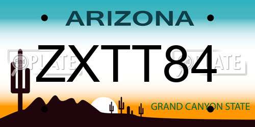 ZXTT84 Arizona License Plate