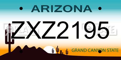 ZXZ2195 Arizona License Plate