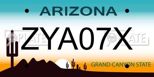 ZYA07X Arizona License Plate
