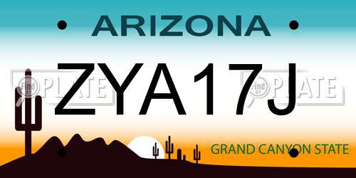 ZYA17J Arizona License Plate