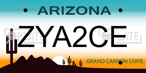 ZYA2CE Arizona License Plate