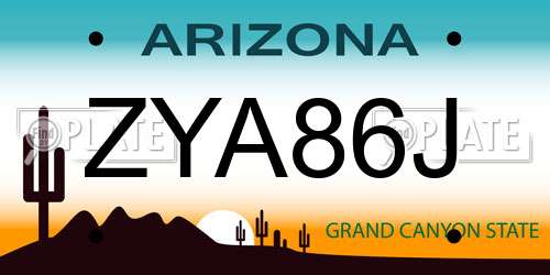 ZYA86J Arizona License Plate