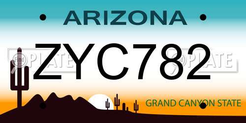ZYC782 Arizona License Plate