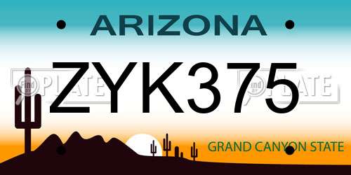 ZYK375 Arizona License Plate