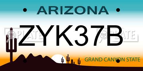 ZYK37B Arizona License Plate