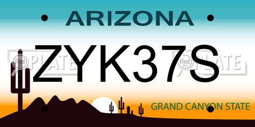 ZYK37S Arizona License Plate