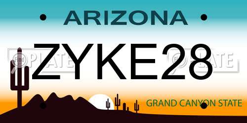 ZYKE28 Arizona License Plate