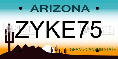ZYKE75 Arizona License Plate
