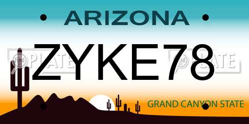 ZYKE78 Arizona License Plate