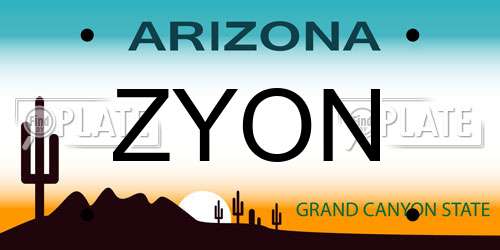 ZYON Arizona License Plate