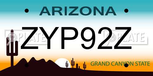 ZYP92Z Arizona License Plate
