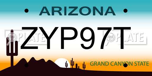 ZYP97T Arizona License Plate