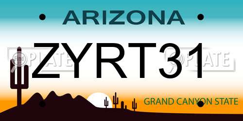 ZYRT31 Arizona License Plate