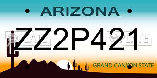 ZZ2P421 Arizona License Plate