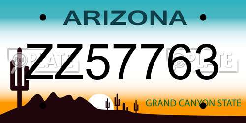 ZZ57763 Arizona License Plate