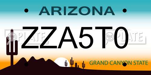 ZZA5T0 Arizona License Plate