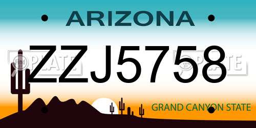 ZZJ5758 Arizona License Plate