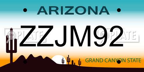 ZZJM92 Arizona License Plate
