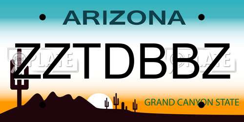 ZZTDBBZ Arizona License Plate