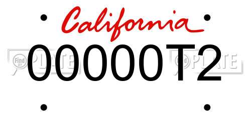 00000T2 California License Plate