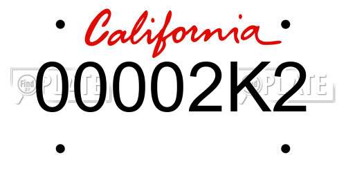 00002K2 California License Plate