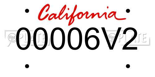 00006V2 California License Plate
