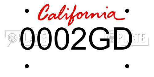 0002GD California License Plate