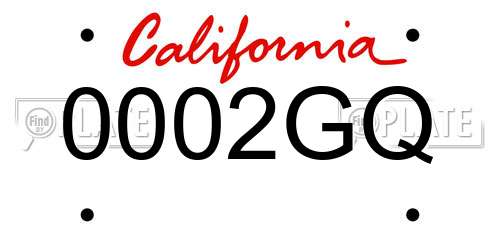 0002GQ California License Plate