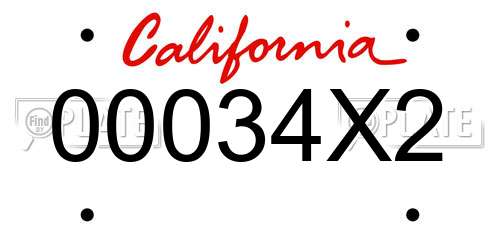 00034X2 California License Plate
