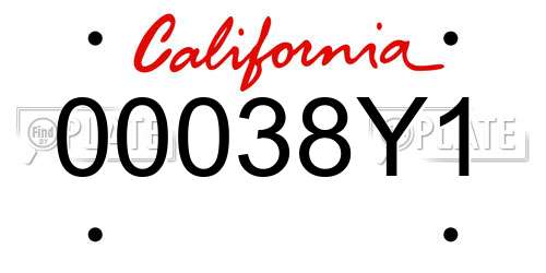 00038Y1 California License Plate