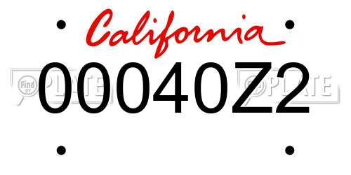 00040Z2 California License Plate