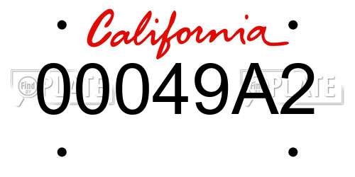 00049A2 California License Plate