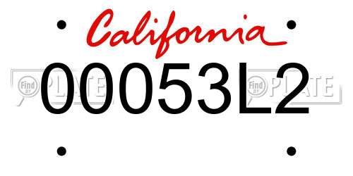 00053L2 California License Plate
