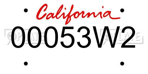00053W2 California License Plate