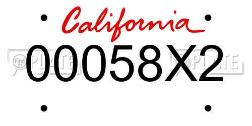 00058X2 California License Plate