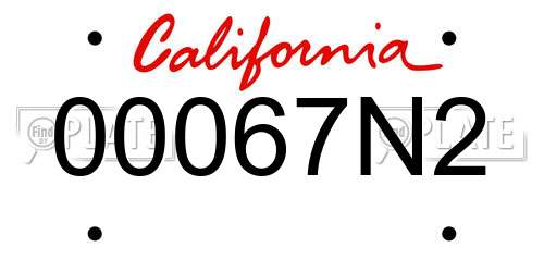 00067N2 California License Plate