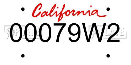 00079W2 California License Plate