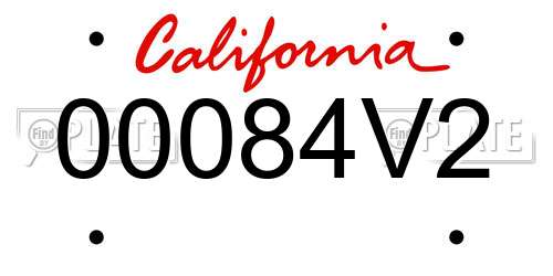 00084V2 California License Plate