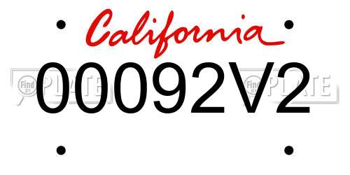 00092V2 California License Plate
