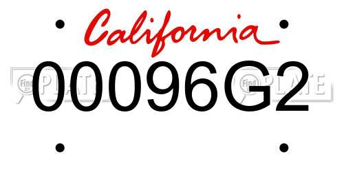 00096G2 California License Plate