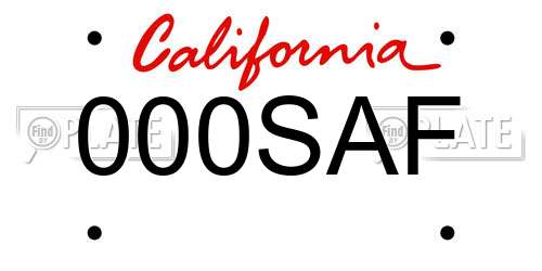 000SAF California License Plate