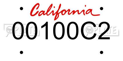 00100C2 California License Plate