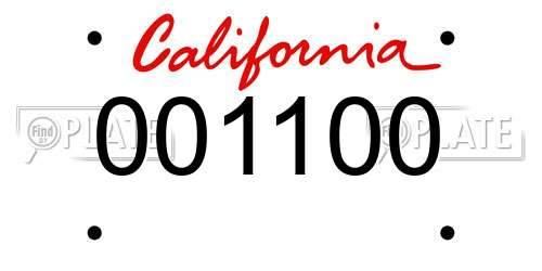 001100 California License Plate