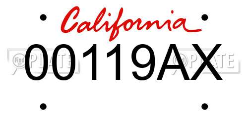 00119AX California License Plate