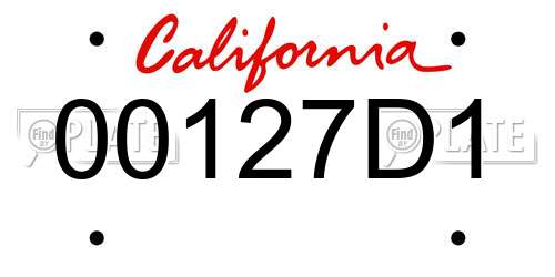 00127D1 California License Plate