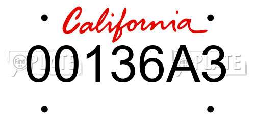 00136A3 California License Plate