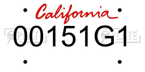 00151G1 California License Plate